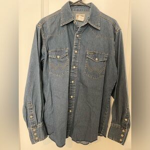 Wrangler L Button Up Mens Blue Jean